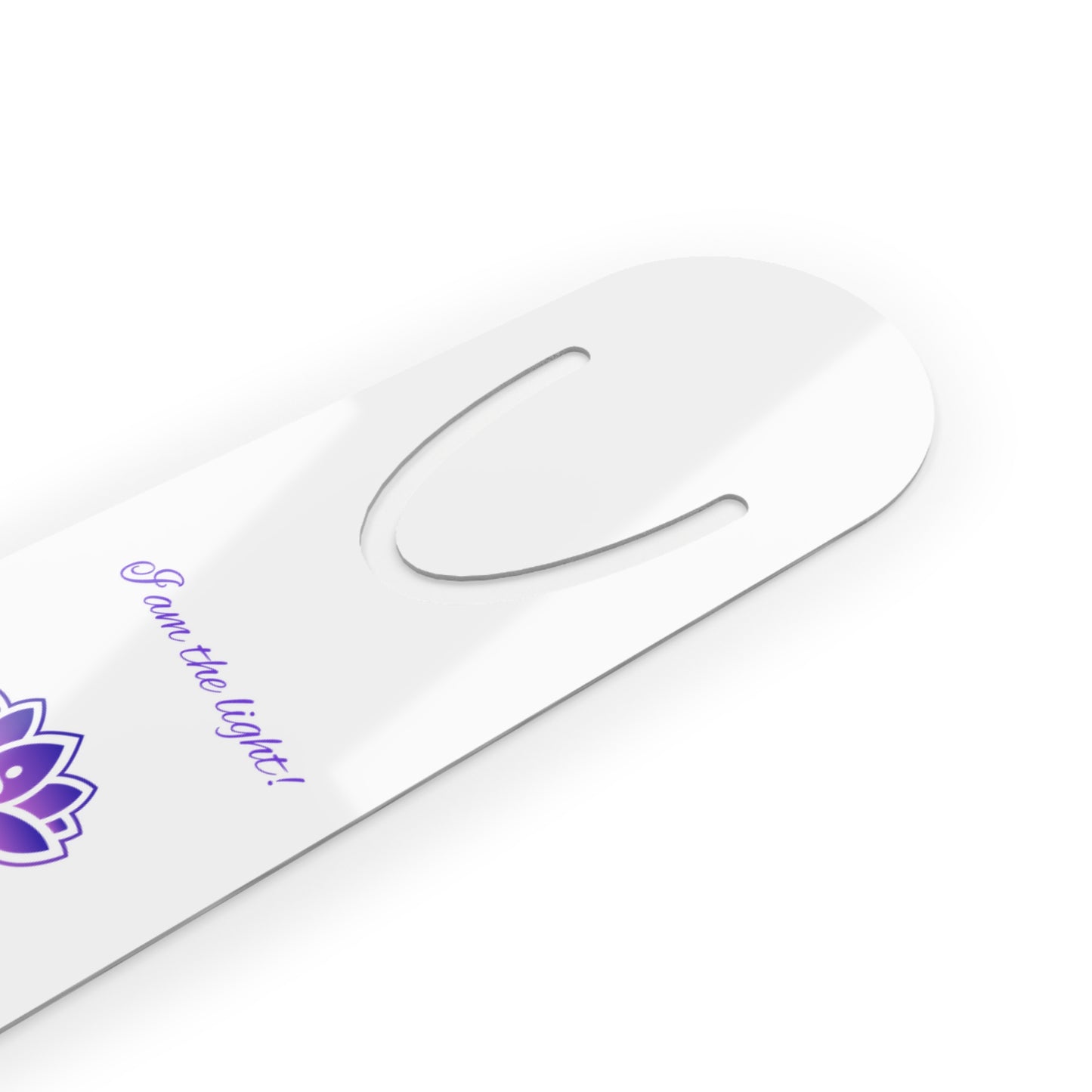 Peace in a Pod Metallic White Bookmark — Inspirational “I am the light” Slim Metal Page Marker