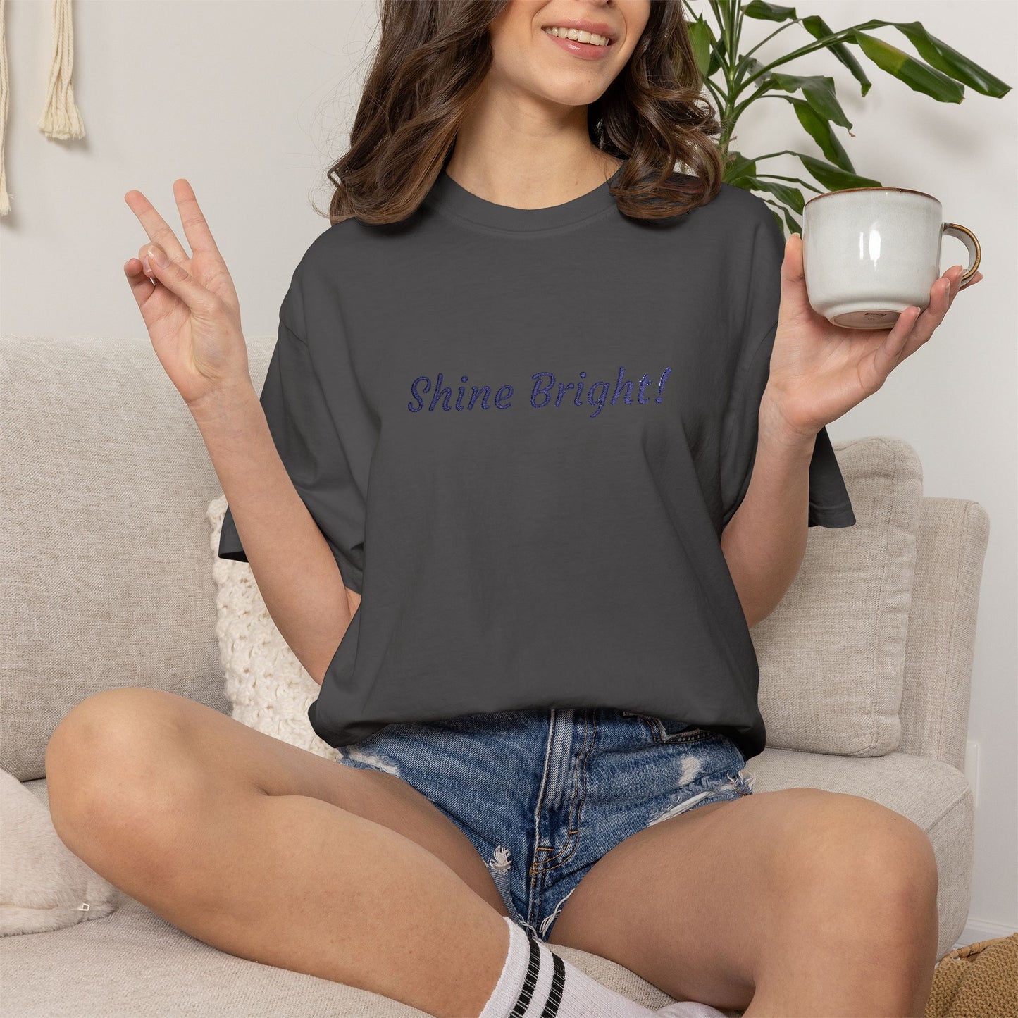 Shine Bright! Inspirational Peace in a Pod Embroidered T-Shirt