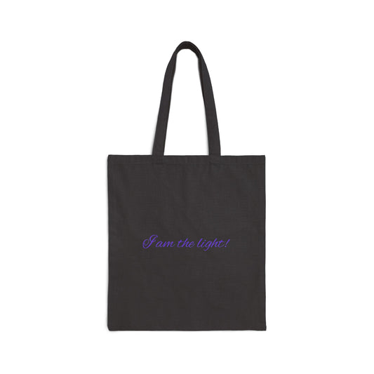 Empowering Yoga Cotton Canvas Tote Bag - "I Am the Light!"