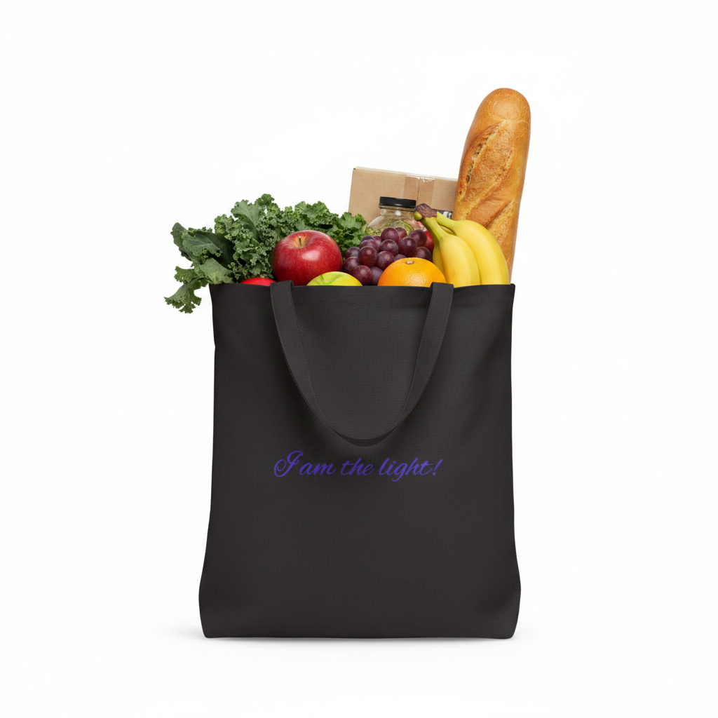 Empowering "I Am the Light!" Peace in a Pod Yoga Cotton Canvas Tote Bag