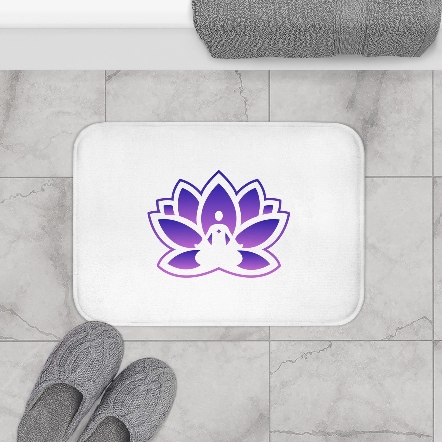 Serene Peace in a Pod Lotus Bath Mat - Calming Decor for Meditation & Relaxation