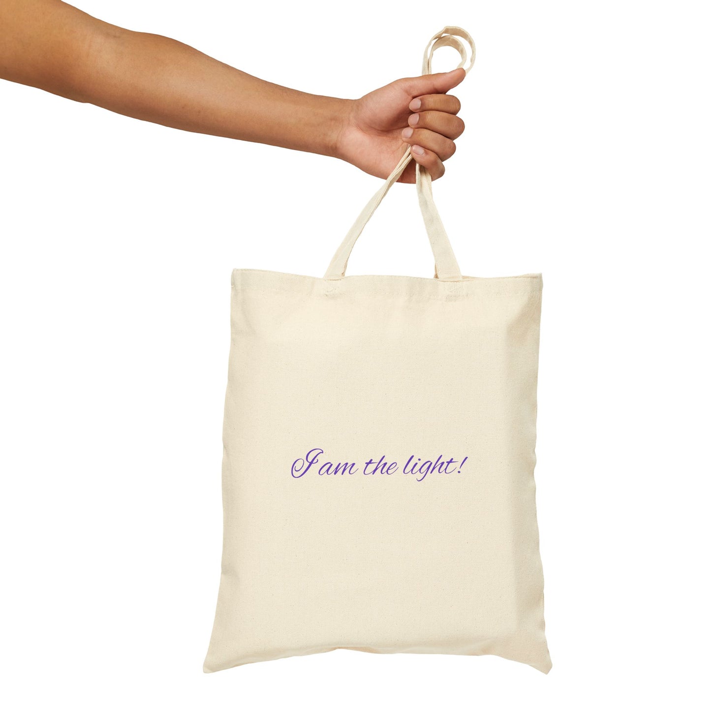 Empowering Yoga Cotton Canvas Tote Bag - "I Am the Light!"