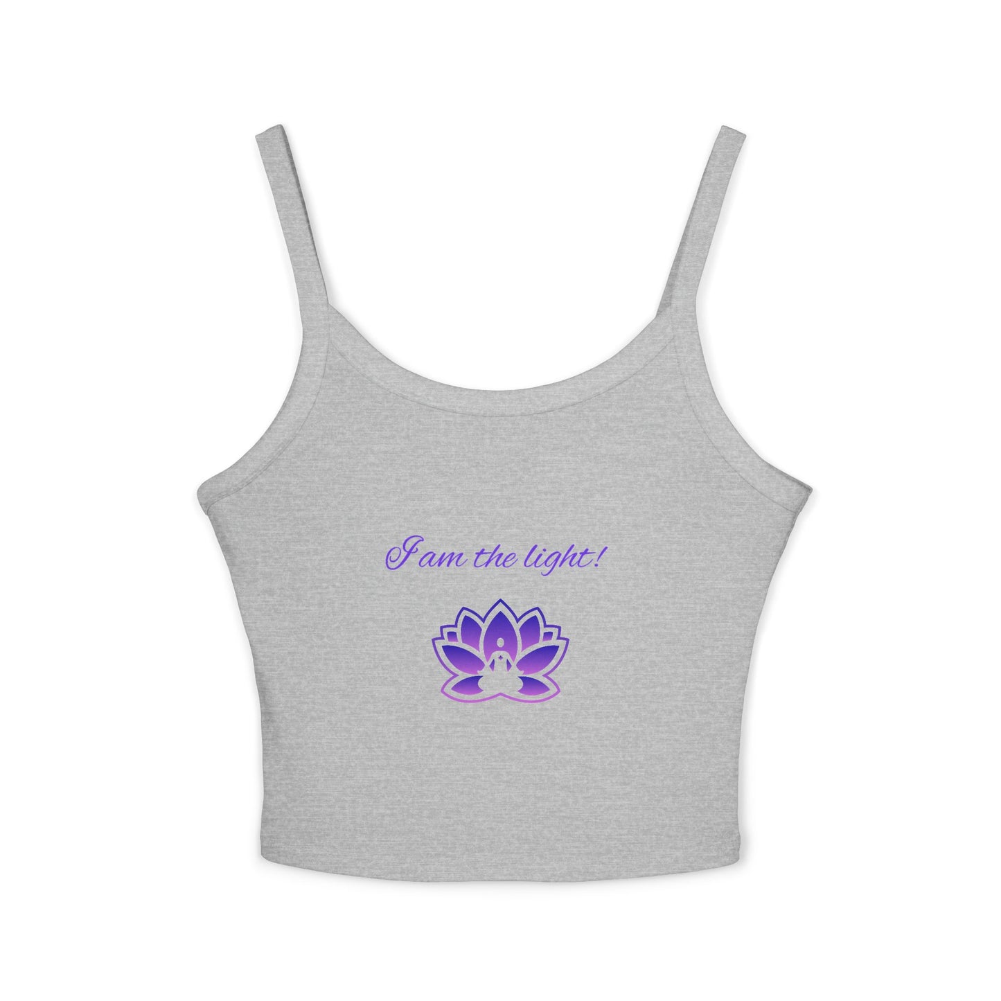 Peace in a Pod Spaghetti Strap Tank Top - 'I Am the Light' Lotus Design for Mindfulness