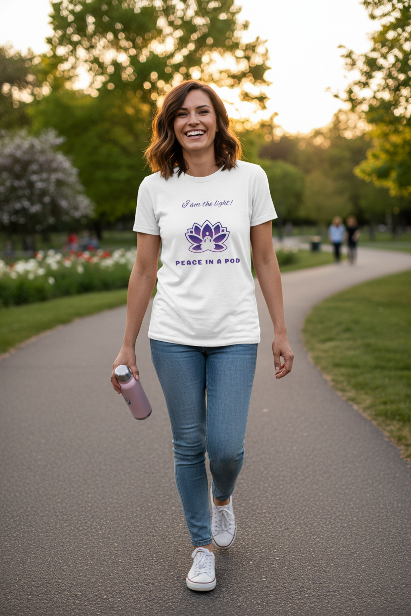 Peace in a Pod "I am the light!" Classic Unisex Crewneck T-shirt | Gildan® 64000 White