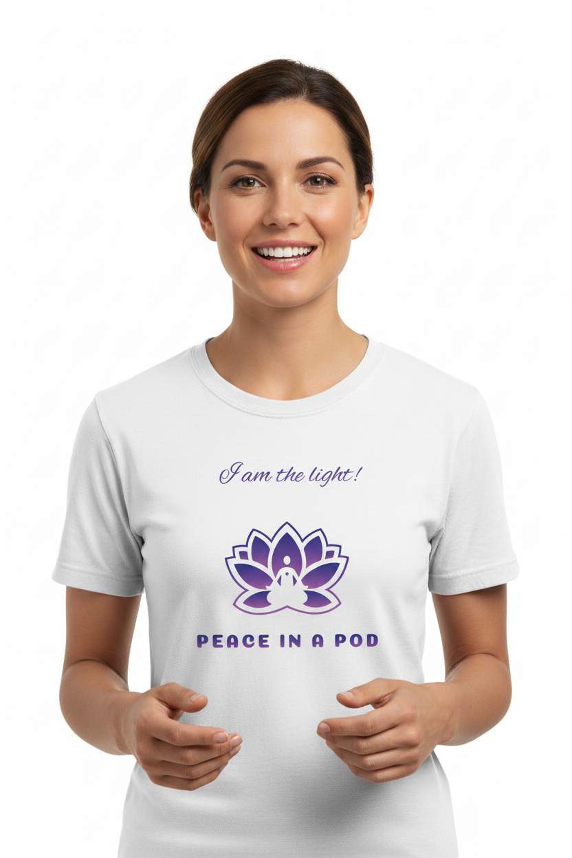 Peace in a Pod "I am the light!" Classic Unisex Crewneck T-shirt | Gildan® 64000 White