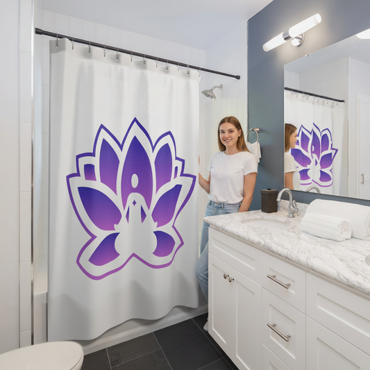 Serene Peace in a Pod Meditative Lotus Shower Curtain - Tranquil Bathroom Decor