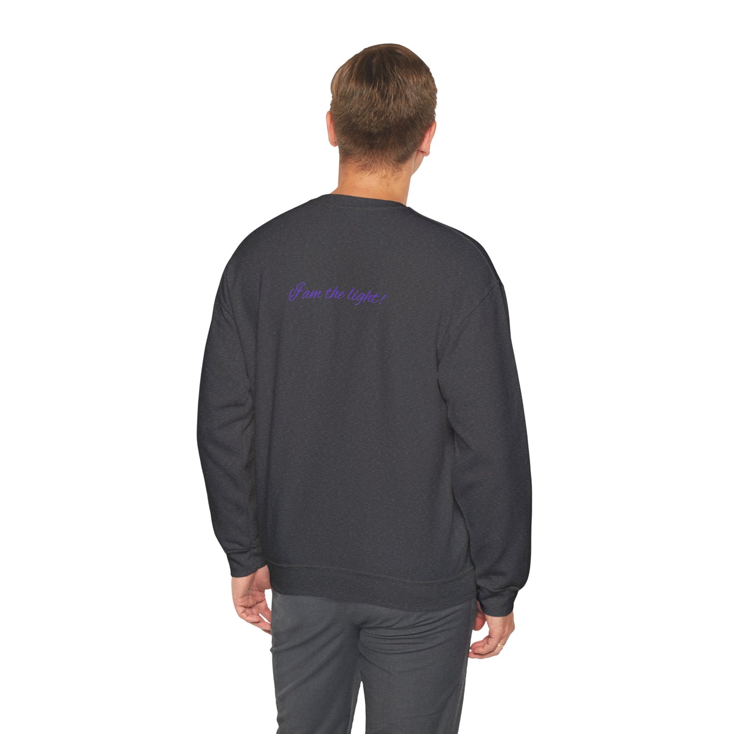 Crewneck Sweatshirt — Peace in a Pod Lotus Graphic with "I am the light" Back Script