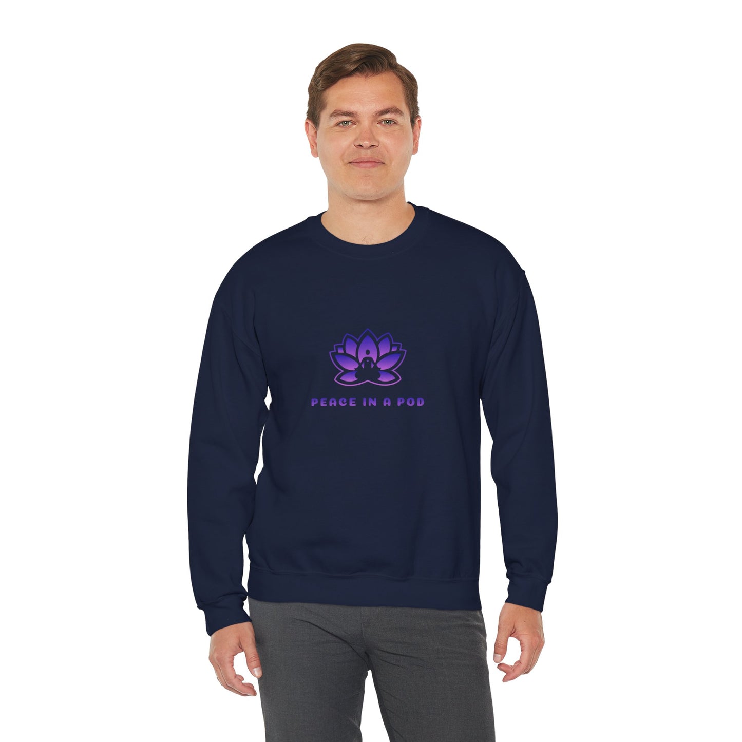 Crewneck Sweatshirt — Peace in a Pod Lotus Graphic with "I am the light" Back Script