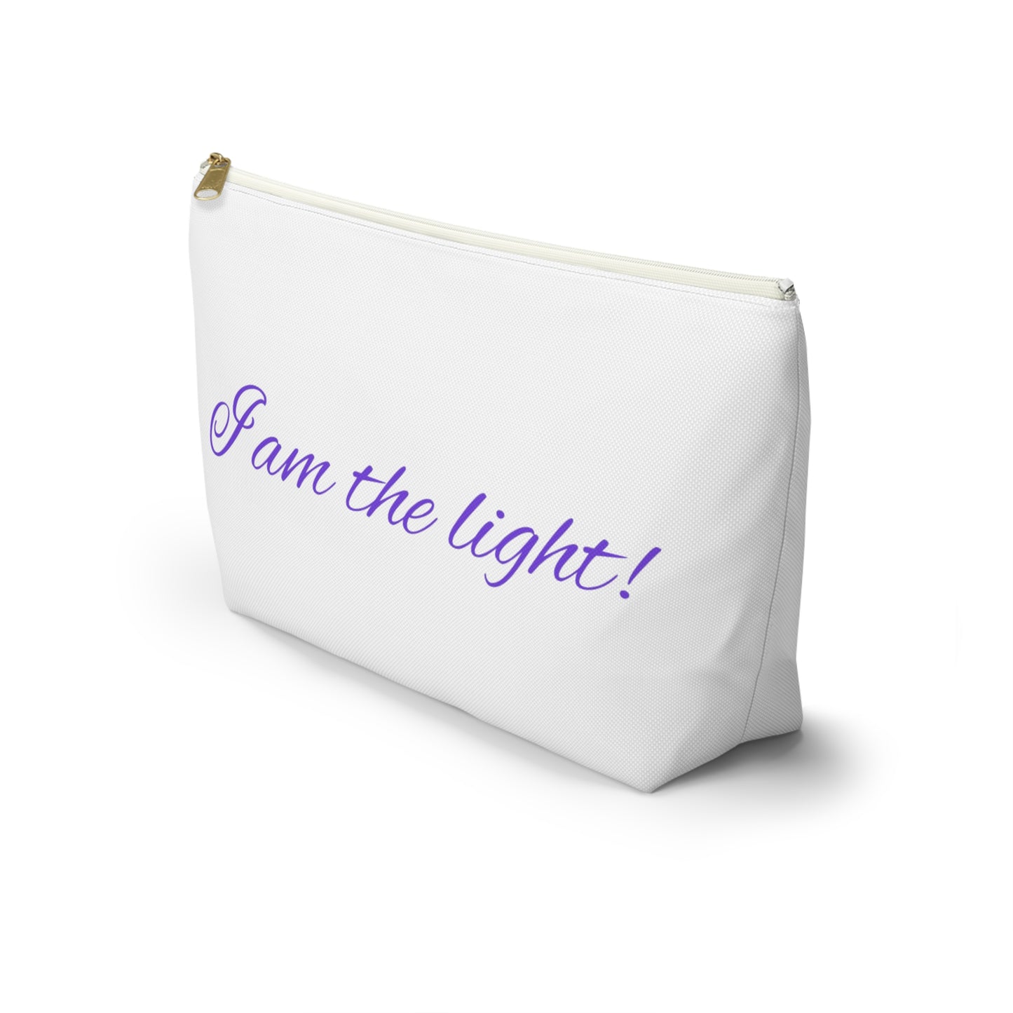 Accessory Pouch - "I am the light!" - Zen Storage, Travel Makeup Bag, Gift for Meditation, Yoga Essentials, Lotus Design