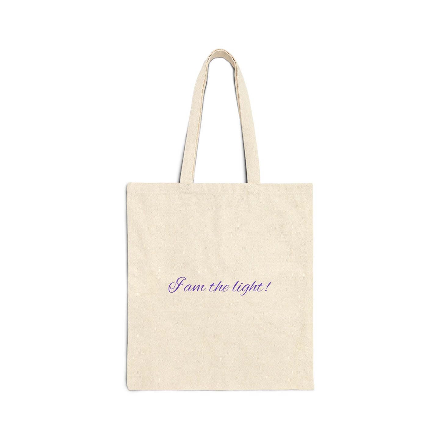 Empowering Yoga Cotton Canvas Tote Bag - "I Am the Light!"