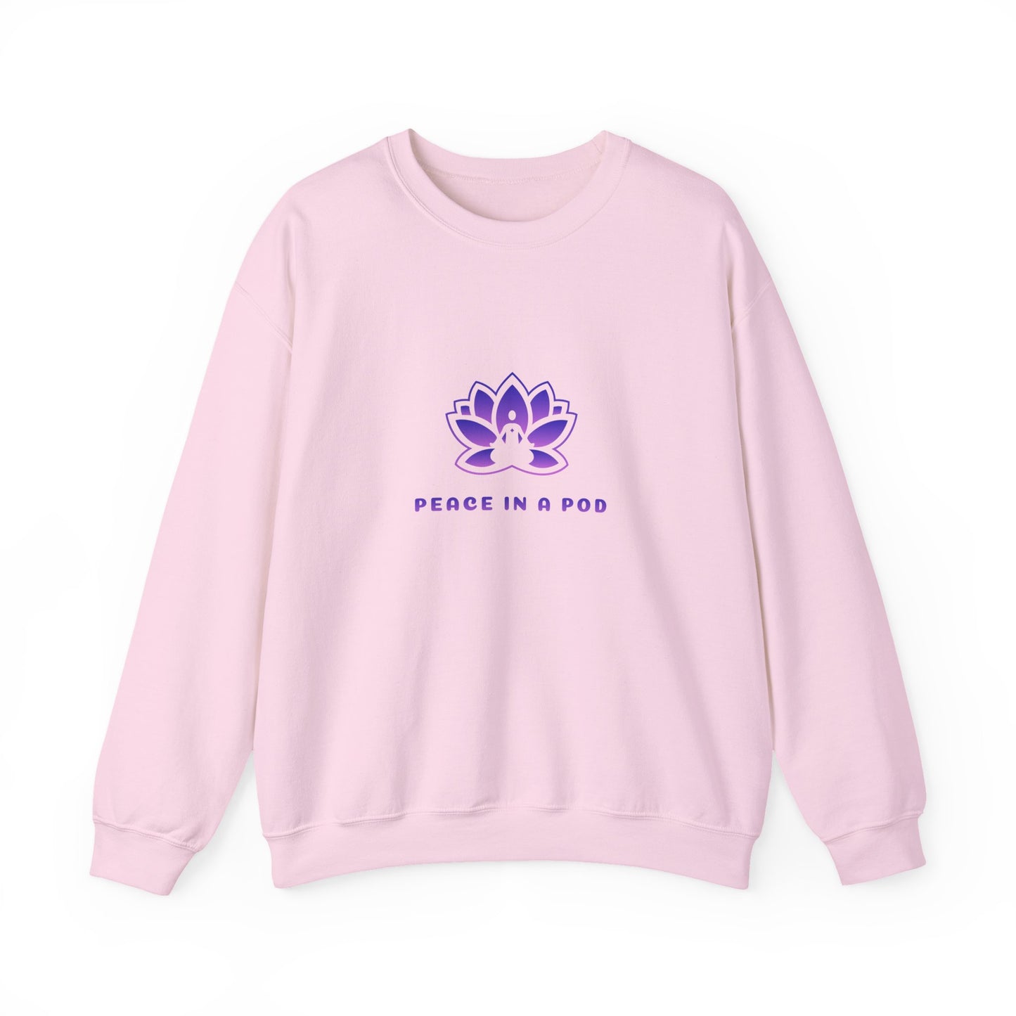 Crewneck Sweatshirt — Peace in a Pod Lotus Graphic with "I am the light" Back Script