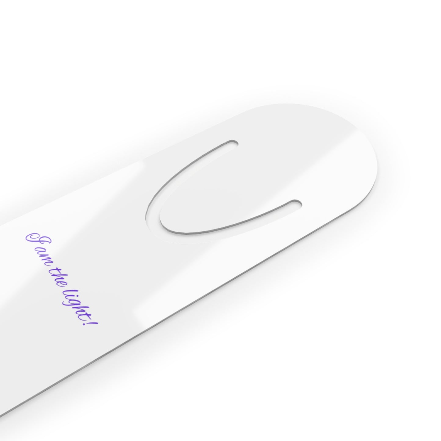 Metallic White Bookmark — Inspirational “I am the light” Slim Metal Page Marker