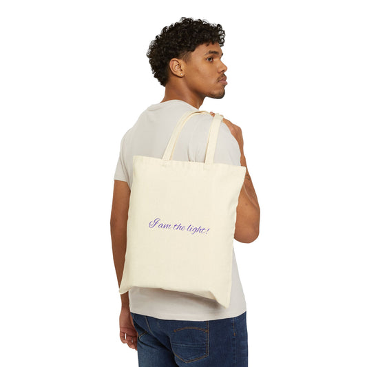 Empowering Yoga Cotton Canvas Tote Bag - "I Am the Light!"