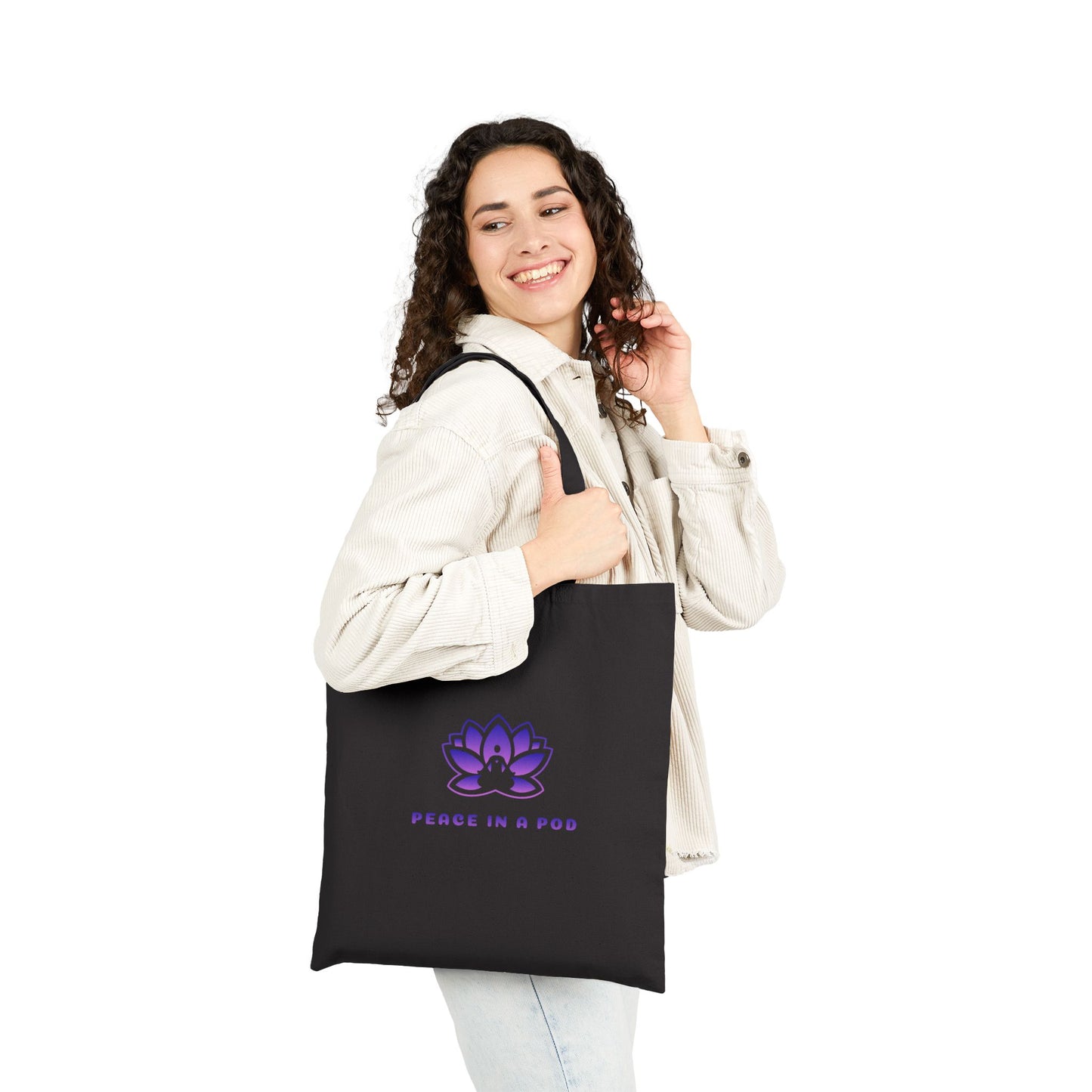 Empowering Yoga Cotton Canvas Tote Bag - "I Am the Light!"