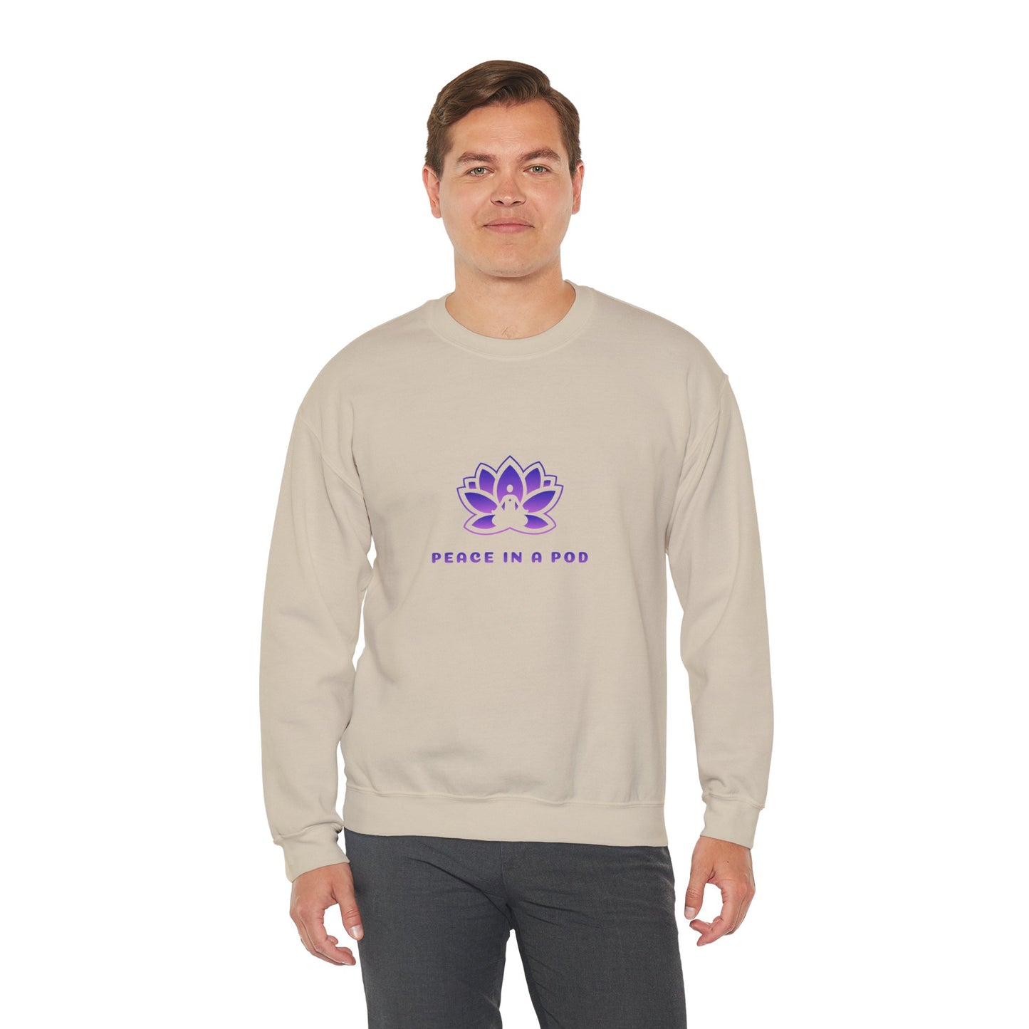 Crewneck Sweatshirt — Peace in a Pod Lotus Graphic with "I am the light" Back Script