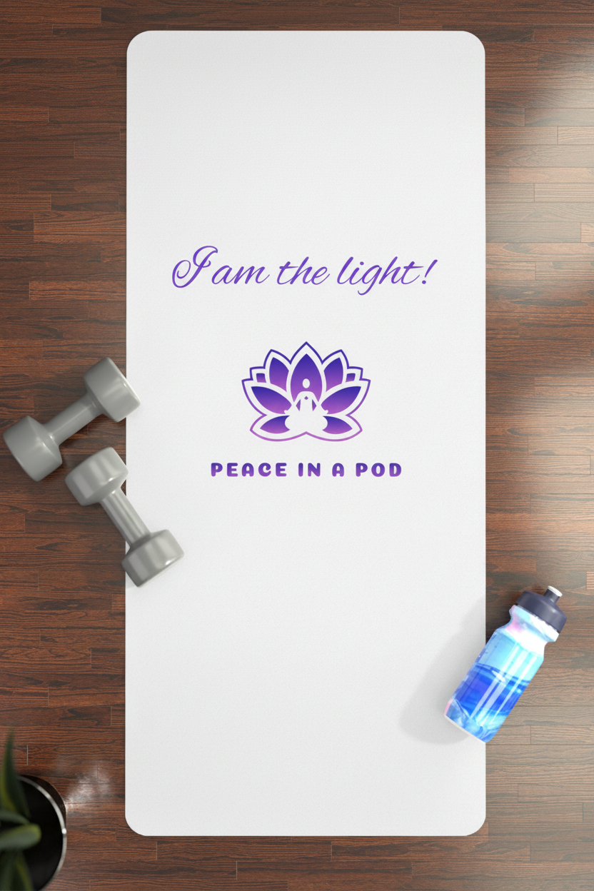 Peace in a Pod Inspirational Yoga Mat - "I Am the Light!" - Perfect for Yoga and Meditation