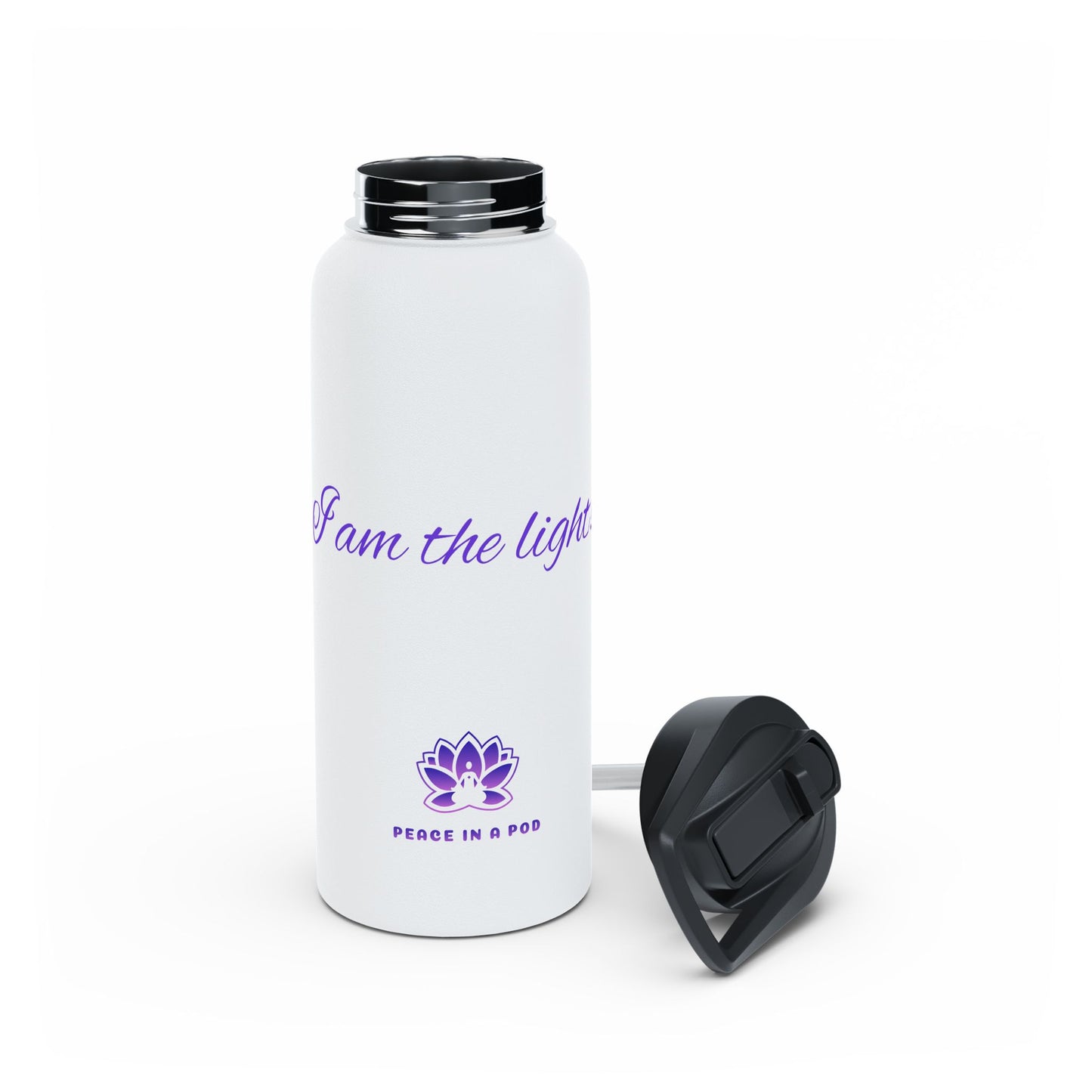 Inspirational Stainless Steel Water Bottle - "I Am the Light"