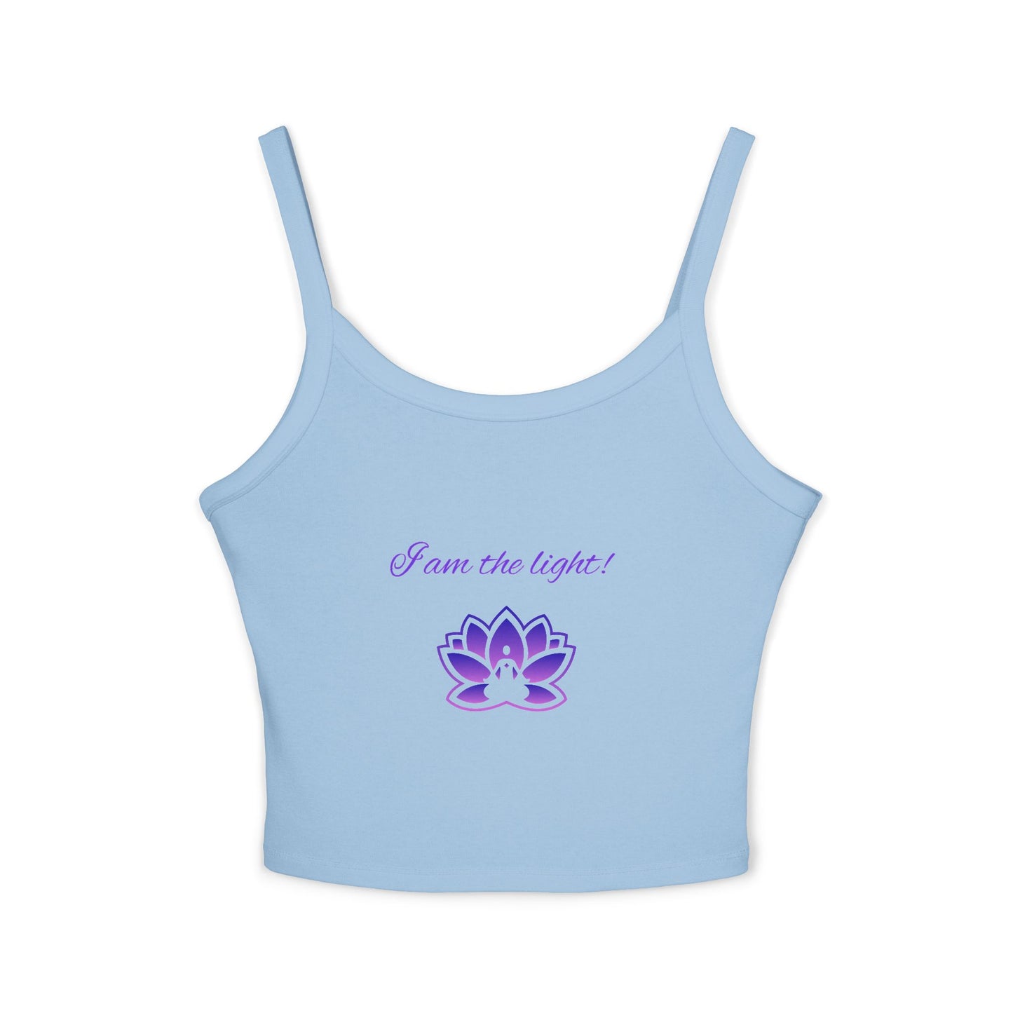 Peace in a Pod Spaghetti Strap Tank Top - 'I Am the Light' Lotus Design for Mindfulness