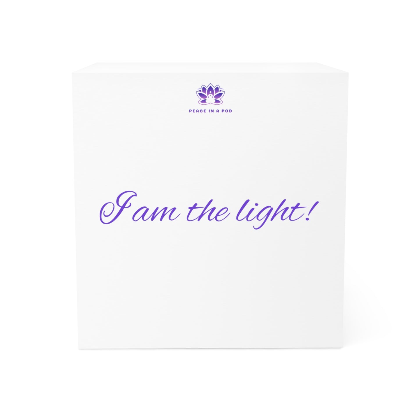 Inspirational Peace in a Pod Note Cube - "I am the light!" Lotus Design