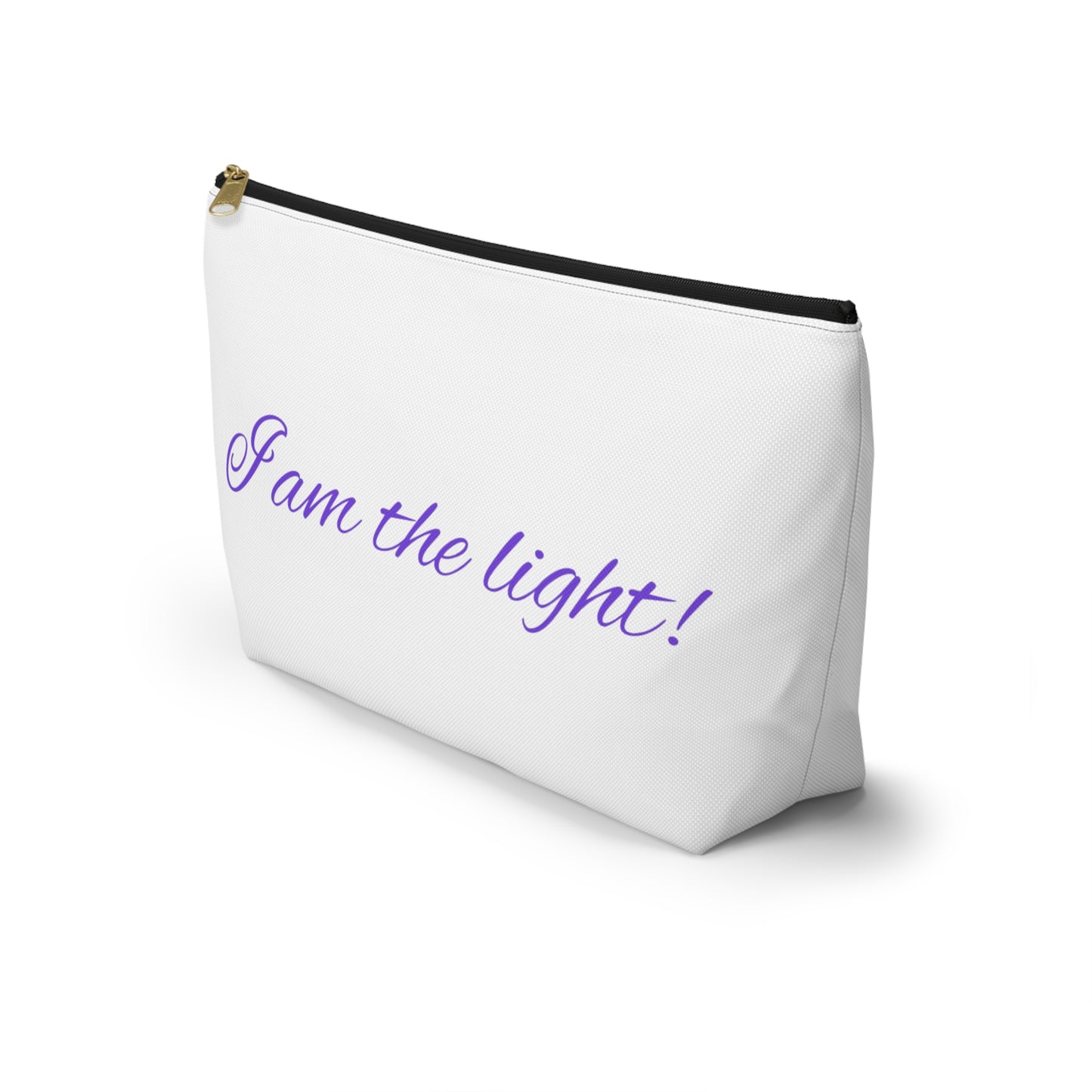 Accessory Pouch - "I am the light!" - Zen Storage, Travel Makeup Bag, Gift for Meditation, Yoga Essentials, Lotus Design