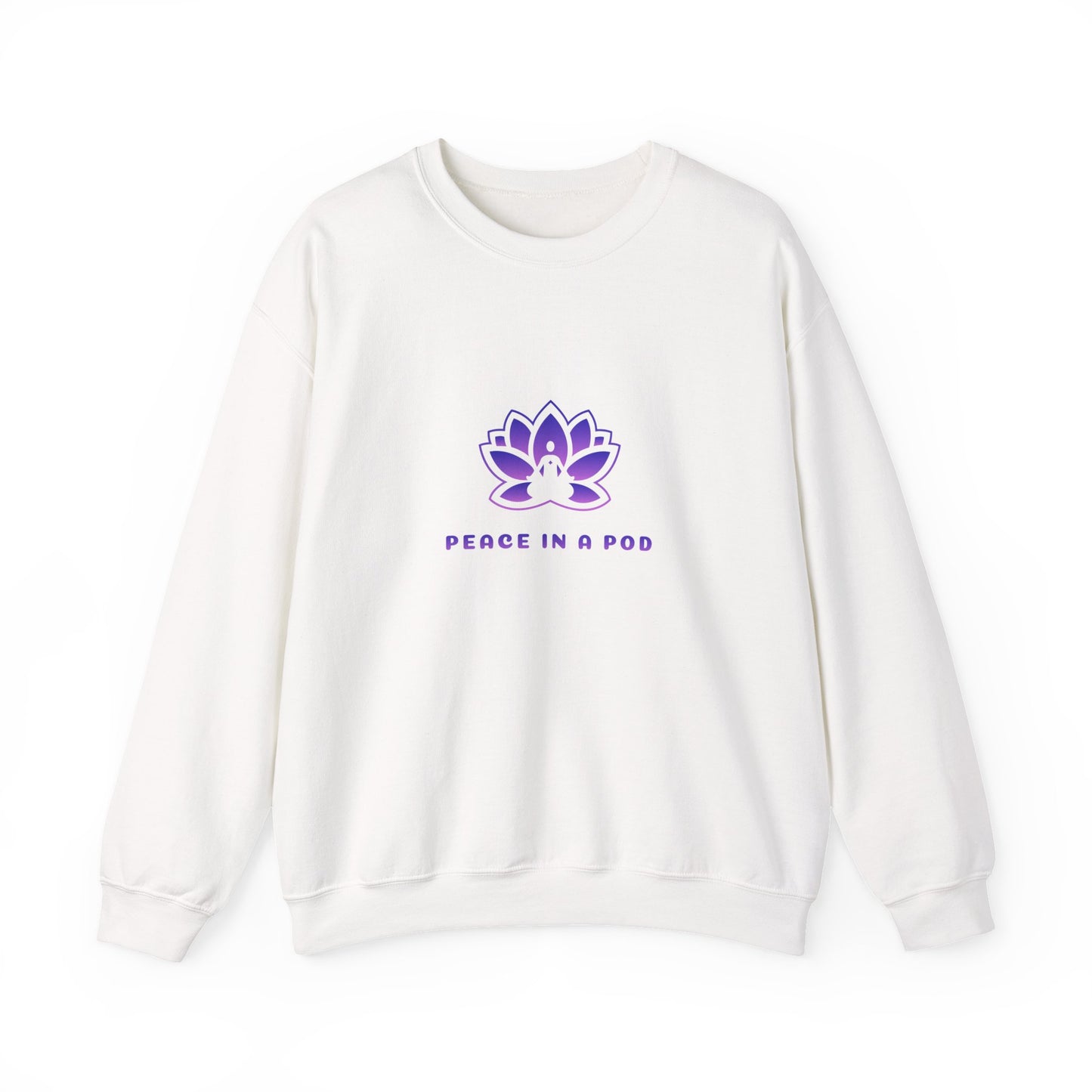 Crewneck Sweatshirt — Peace in a Pod Lotus Graphic with "I am the light" Back Script