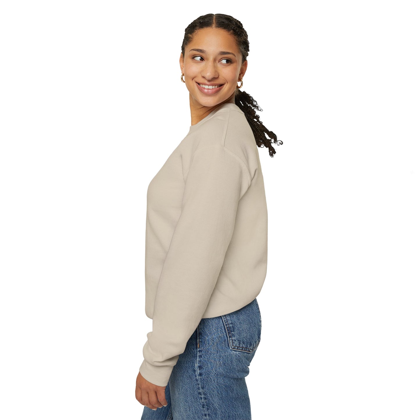Crewneck Sweatshirt — Peace in a Pod Lotus Graphic with "I am the light" Back Script
