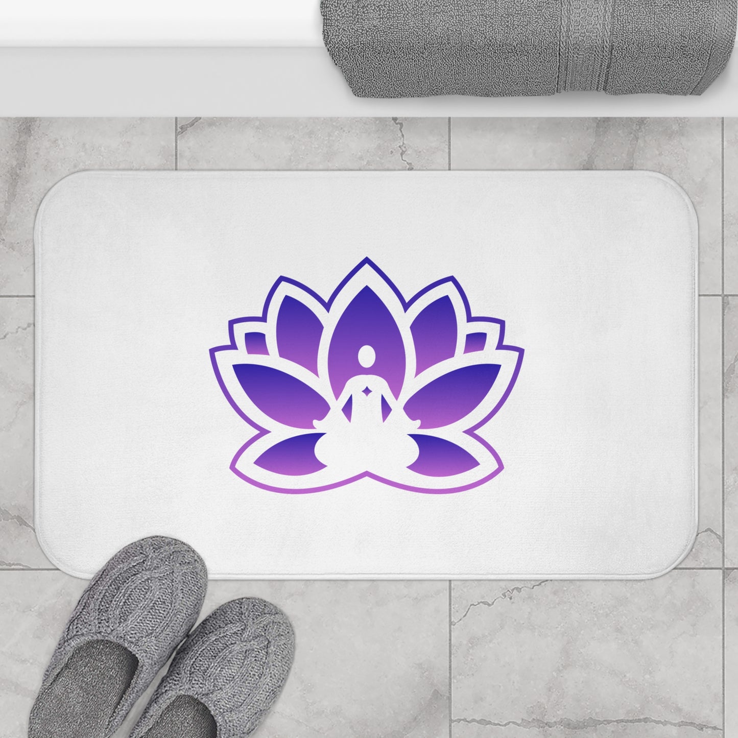 Serene Peace in a Pod Lotus Bath Mat - Calming Decor for Meditation & Relaxation