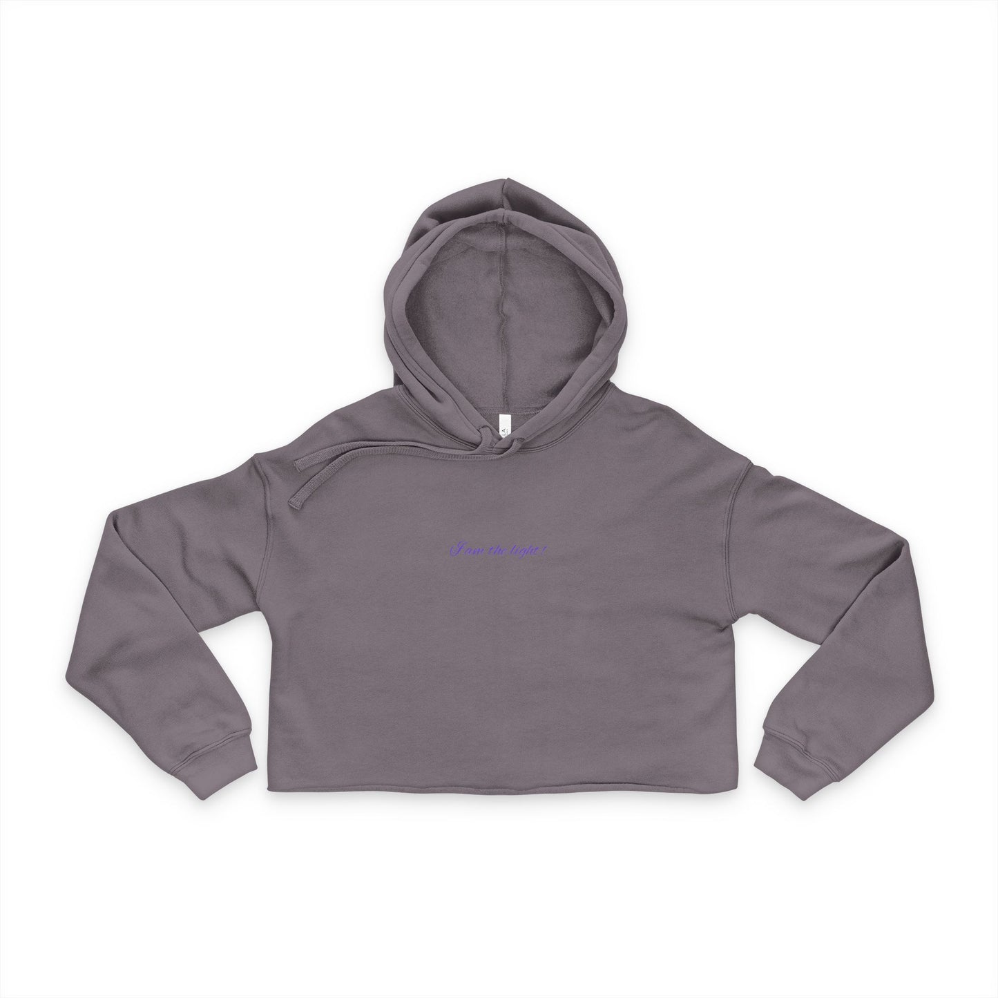 Peace in a Pod Yoga-Inspired Women's Cropped Hoodie - "I Am the Light" with Lotus Design