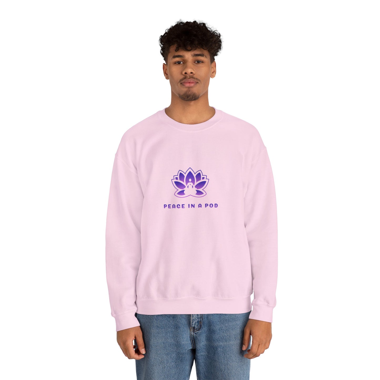 Crewneck Sweatshirt — Peace in a Pod Lotus Graphic with "I am the light" Back Script