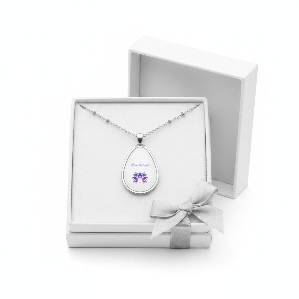 Peace in a Pod "I am the light" Lotus Inspiration Oval Necklace, Meaningful Jewelry, Spiritual Gift, Meditation Accessory, Empowerment Necklace, Self-Love