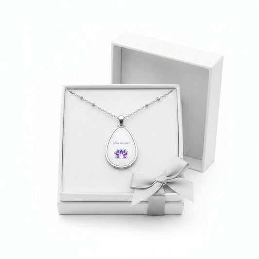 Peace in a Pod "I am the light" Lotus Inspiration Oval Necklace, Meaningful Jewelry, Spiritual Gift, Meditation Accessory, Empowerment Necklace, Self-Love