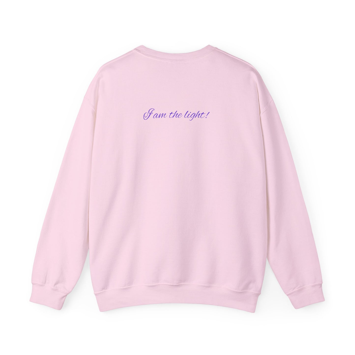 Crewneck Sweatshirt — Peace in a Pod Lotus Graphic with "I am the light" Back Script