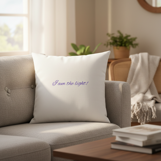 Peace in a Pod "I Am the Light!" Inspirational Throw Pillow - Decorative Cushion for Home Decor