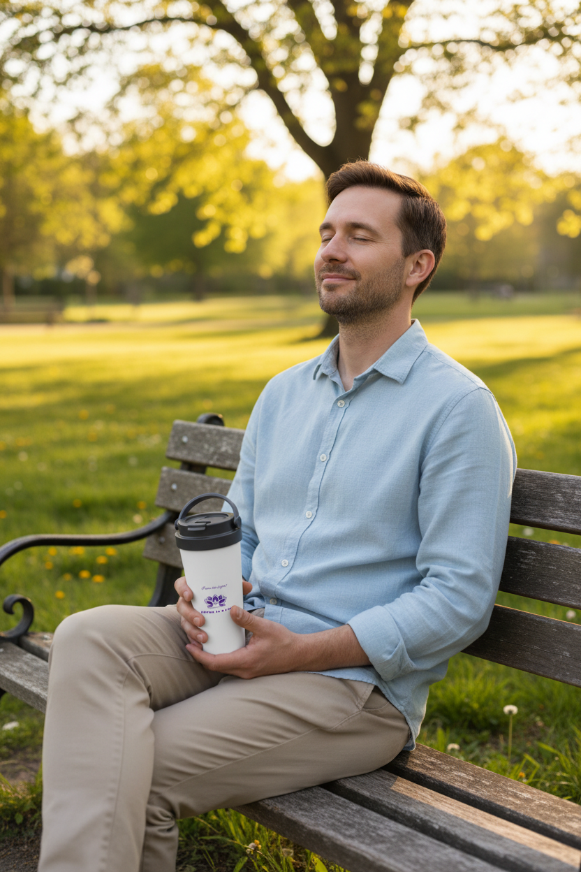 Peace in a Pod "I am the light!" White 15oz Stainless Steel Travel Mug