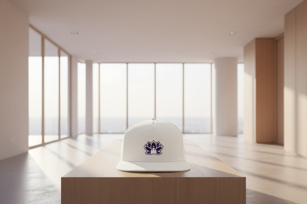 Peace in a Pod Flat Bill Cap | Yupoong 6007 White