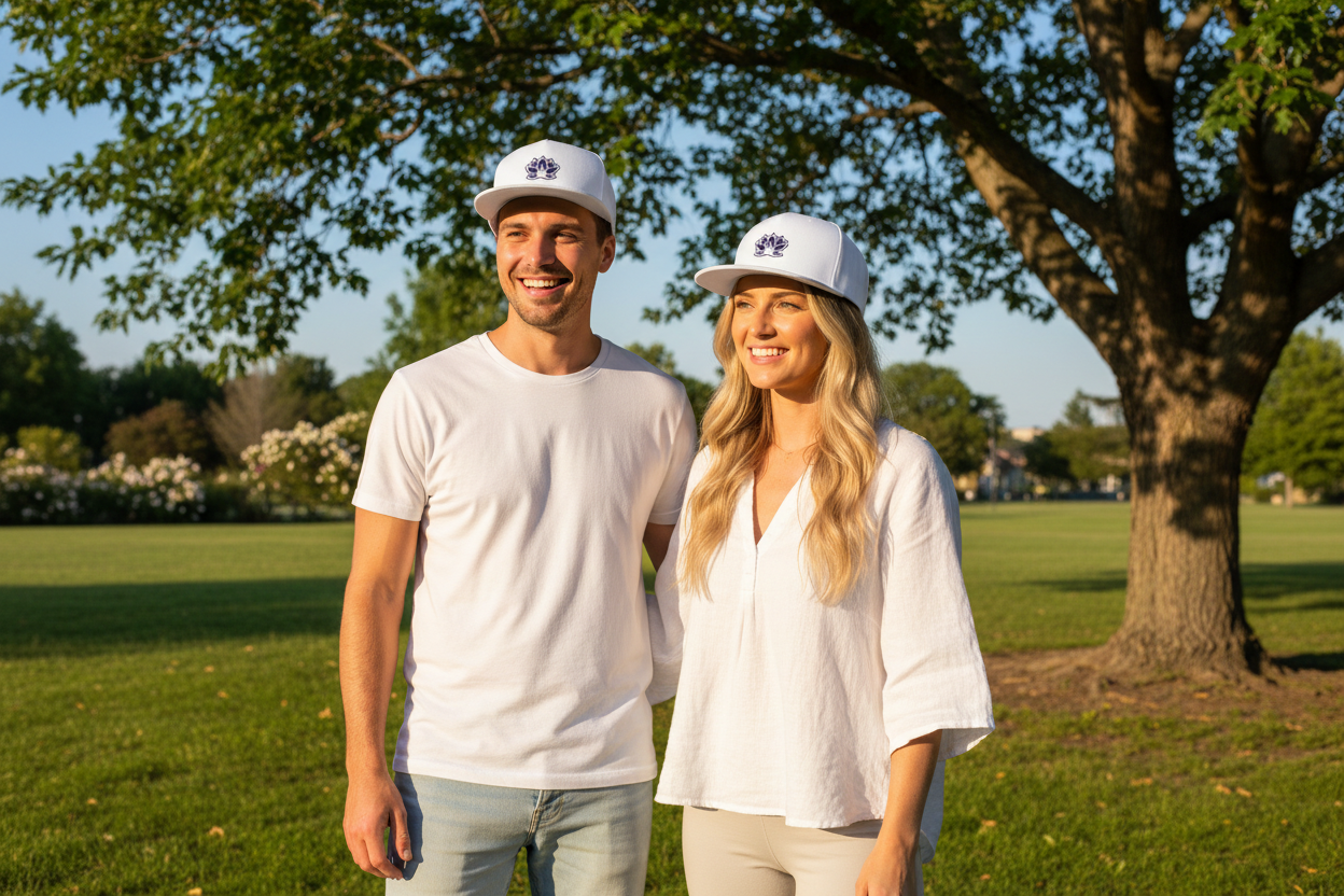 Peace in a Pod Flat Bill Cap | Yupoong 6007 White