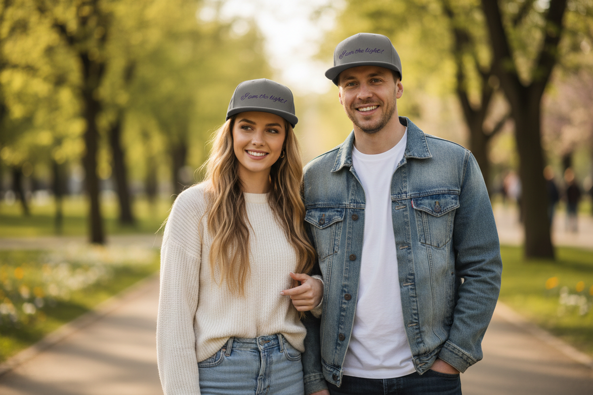 Peace in a Pod "I am the light!" Modern Cotton Twill Snapback Cap – Stylish High-Profile Design "I am the light"