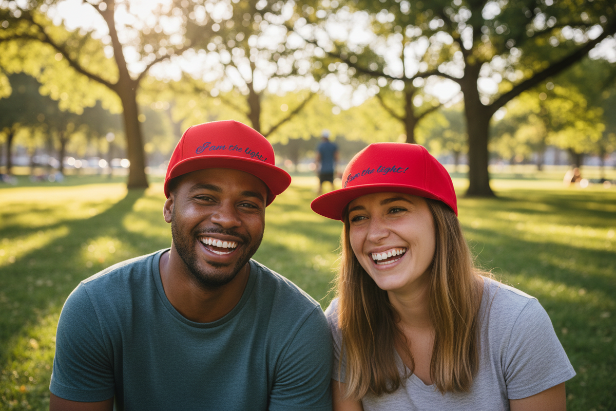 Peace in a Pod "I am the light!" Modern Cotton Twill Snapback Cap – Stylish High-Profile Design "I am the light"
